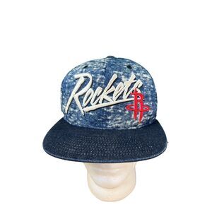 Houston Rockets Mitchell & Ness Nostalgia Snapback Blue Denim Acid Wash Hat
